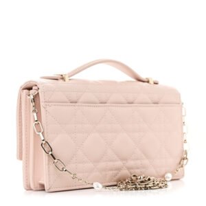 Christian Dior  Lambskin Cannage Mini My Dior Top Handle Clutch Rose Poudre