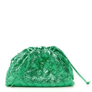 Bottega Veneta  Metallic Nappa Intrecciato The Mini Pouch Parakeet