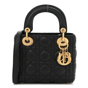 Christian Dior  Lambskin Cannage Mini Lady Dior Black