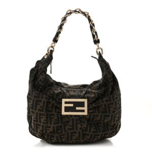 Fendi  Zucca Patent Mia Tote Tobacco