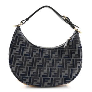 Fendi  Chenille Vitello Grace FF 1974 Small Fendigraphy Hobo Bag Blue