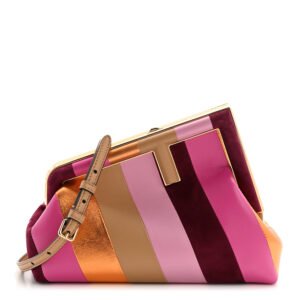 Fendi  Nappa Suede Striped Inlay Small Fendi First Pink Multicolor