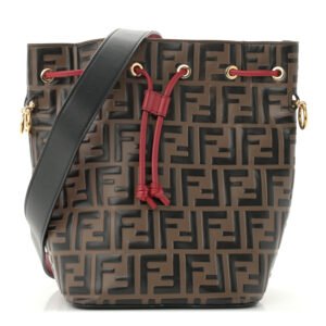 Fendi  Vitello Grace F is Fendi Bi-Color FF 1974 Embossed Grande Mon Tresor Bucket Bag Maya Black Fragola