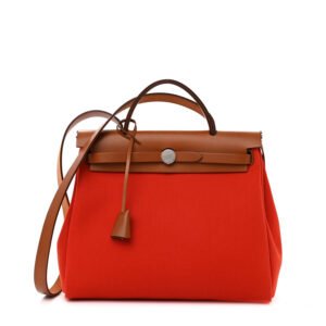 Hermes  Vache Hunter Toile Herbag Zip 31 PM Capucine Fauve