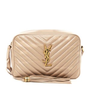 Saint Laurent  Calfskin Matelasse Monogram Lou Camera Bag Dark Beige