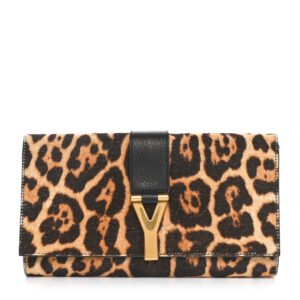 Saint Laurent  Pony Hair Leopard Print Y Ligne Clutch