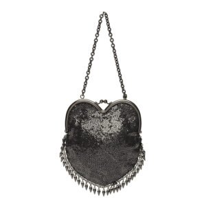 Saint Laurent  Satin Mesh Studded Mini Heart Bag Dark Rutenio
