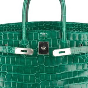 Hermès Birkin 35 Vert Emerald Shiny Crocodile Porosus Palladium Hardware